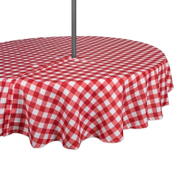 Design Imports 52 in. Round Red Check Outdoor Tablecloth with Zipper CAMZ36761